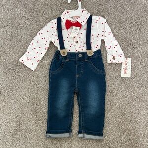 Cat & Jack White and Red Shirt with Blue Jeans Set